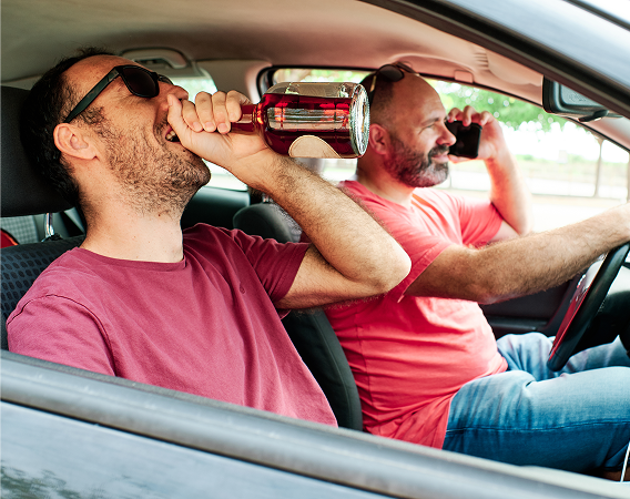 drinking while riding in car