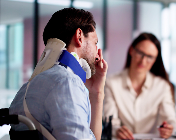 personal injury victim speaking with attorney